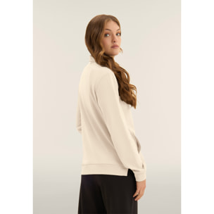 Tuta con zip e collo alto, pantaloni wide leg