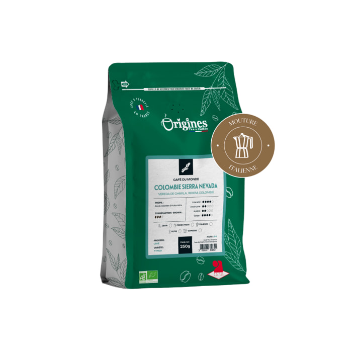 Café Bio - Colombie Sierra Nevada - Pur Arabica - Italienne 250g