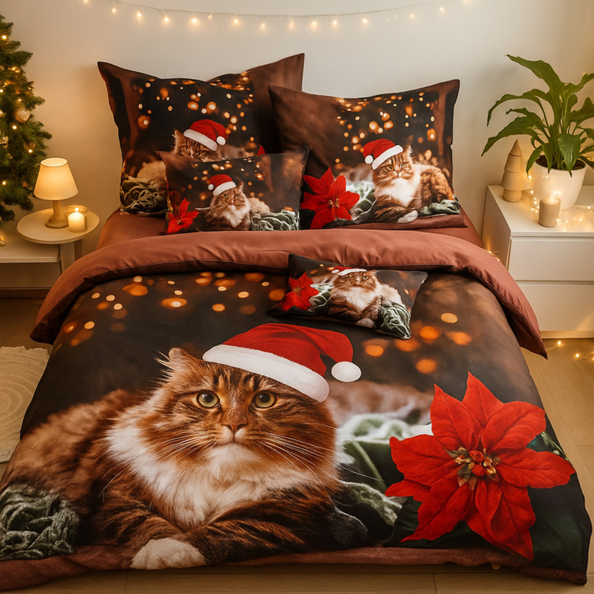 Intrecci – Parure copripiumino natalizia con stampa digitale 3D, Matrimoniale