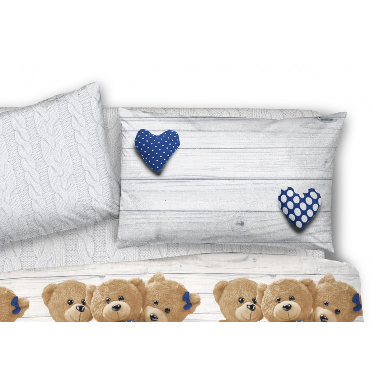 Copripiumino Parure Sacco Orsetti Blu