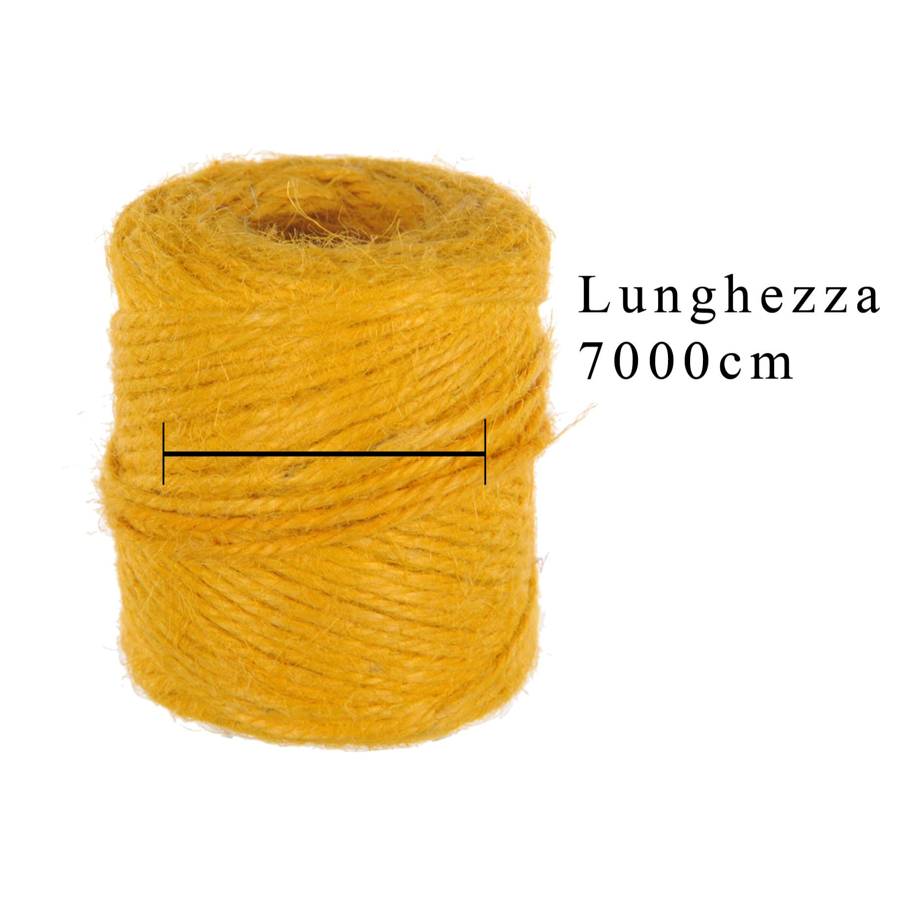 Spago di Juta. Lunghezza 70 Mt - Pezzi 6 - 7000X2X2cm - Colore: Giallo - Bianchi Dino - Decorazioni Varie