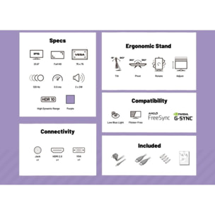 Ecran PC Gamer JAPANNEXT JN-IPS238G120F-HSP-Lila 24''
