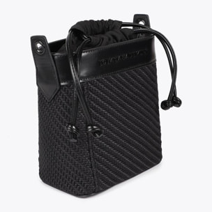 Borsa a tracolla combinata in tessuto e similpelle