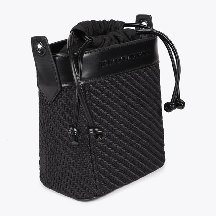 Borsa a tracolla combinata in tessuto e similpelle