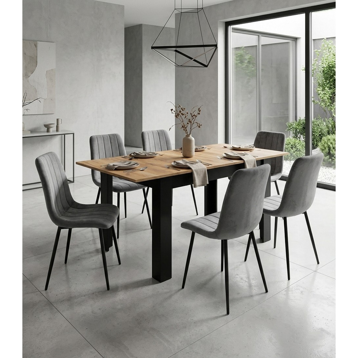 Tavolo allungabile Craft rovere e nero