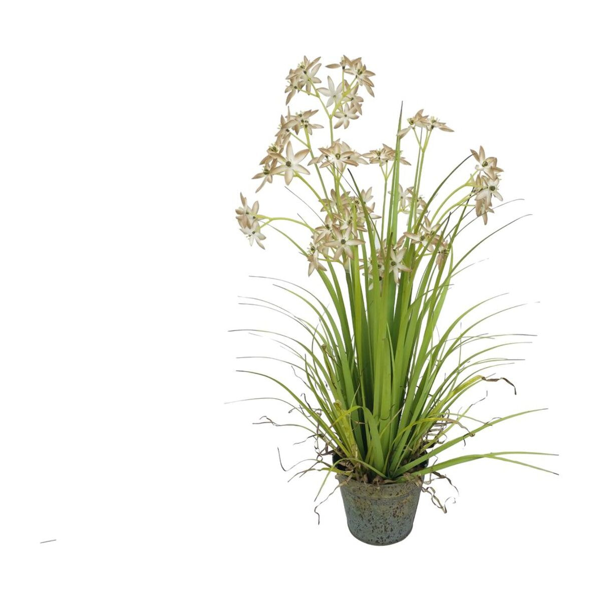 Allium de Naples artificiel fleurs beige pot zinc h78cm