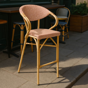 Lot de 2 fauteuils de bar extérieur en textilène rouge AMALFI