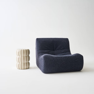 Table d'appoint. bout de canapé. table de chevet acier émaillé beige et blanc Ø33x H 46cm - Loli