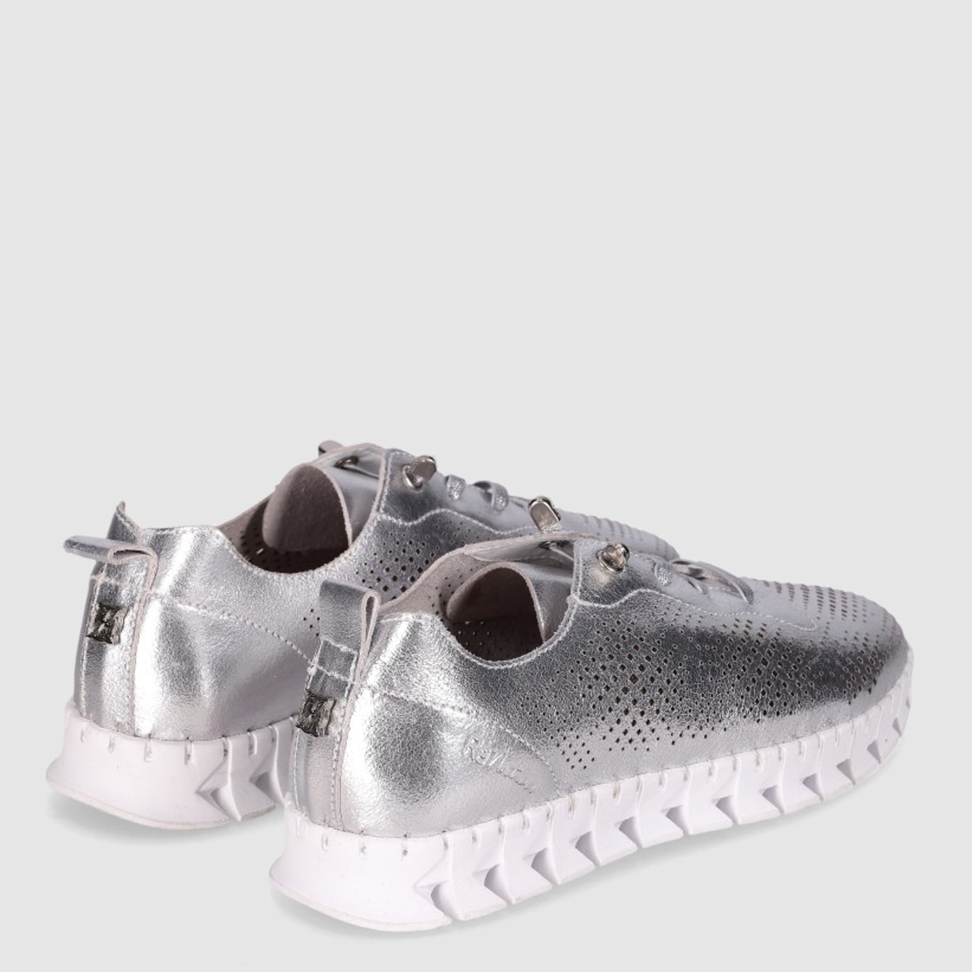 Zapatos de Piel - Plata - Tacón: Bajo