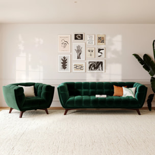 Fauteuil en velours vert foncé - Mona