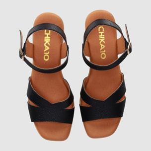 Sandalias de Piel - Negro - Tacón: 6 cm
