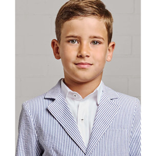 Camisa de popelín blanco manga larga. Con cuello italiano.