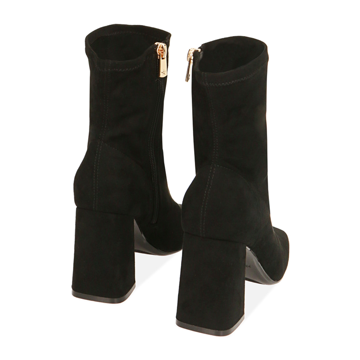 Ankle boots neri in microfibra, tacco 8,5 cm
