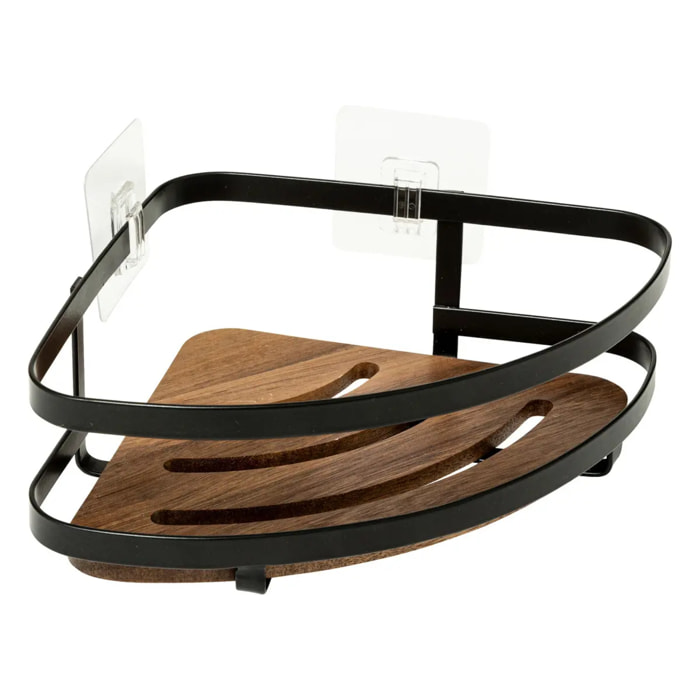 Étagère de douche d'angle "Blackacia" en acacia