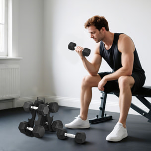 Ensemble d'haltères avec support 2 x 4 Kg/6 Kg/8 Kg noir