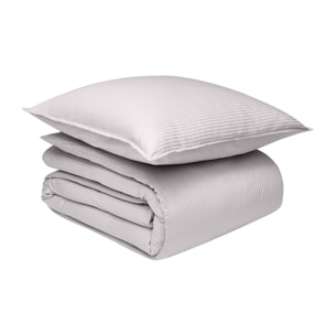 Parure de lit Housse de couette + Taie rectangle en satin de coton, GRAND HÔTEL, Gris Argent