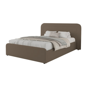 Lit avec coffre de rangement 160x200cm en velours marron SEDONA