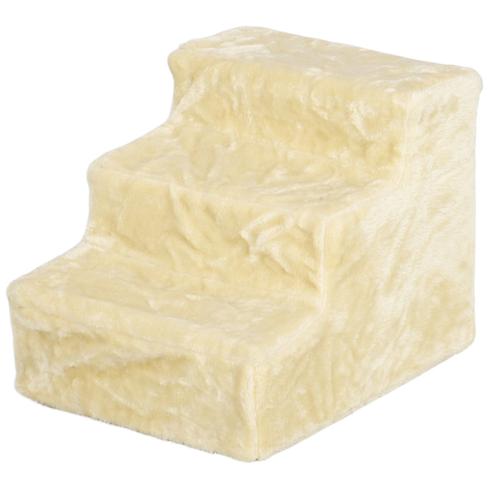 Escalier pour chien à 3 marches déhoussable lavable - 46 x 35 x 35 cm - beige