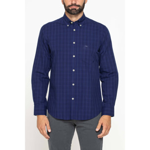 CAMICIA FANTASIA TINTO FILO CON COLLO BUTTON-DOWN