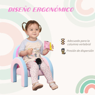 Sillón para Niños Pequeños en Forma de Arco Iris Mini Sofá Cómodo Sillón Infantil para Niños de 1,5-5 Años para Dormitorio Salón Carga 45 kg 43x41x51 cm Rosa