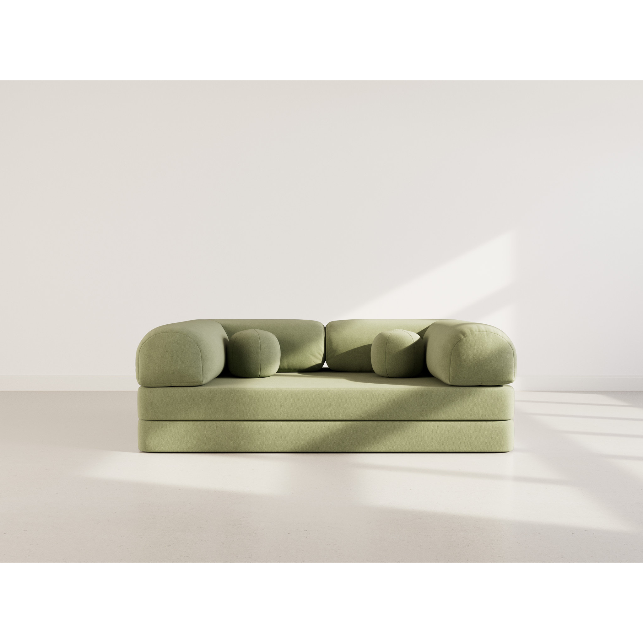 Nebula - Canapé 3 places convertible en velours texturé - Vert sauge