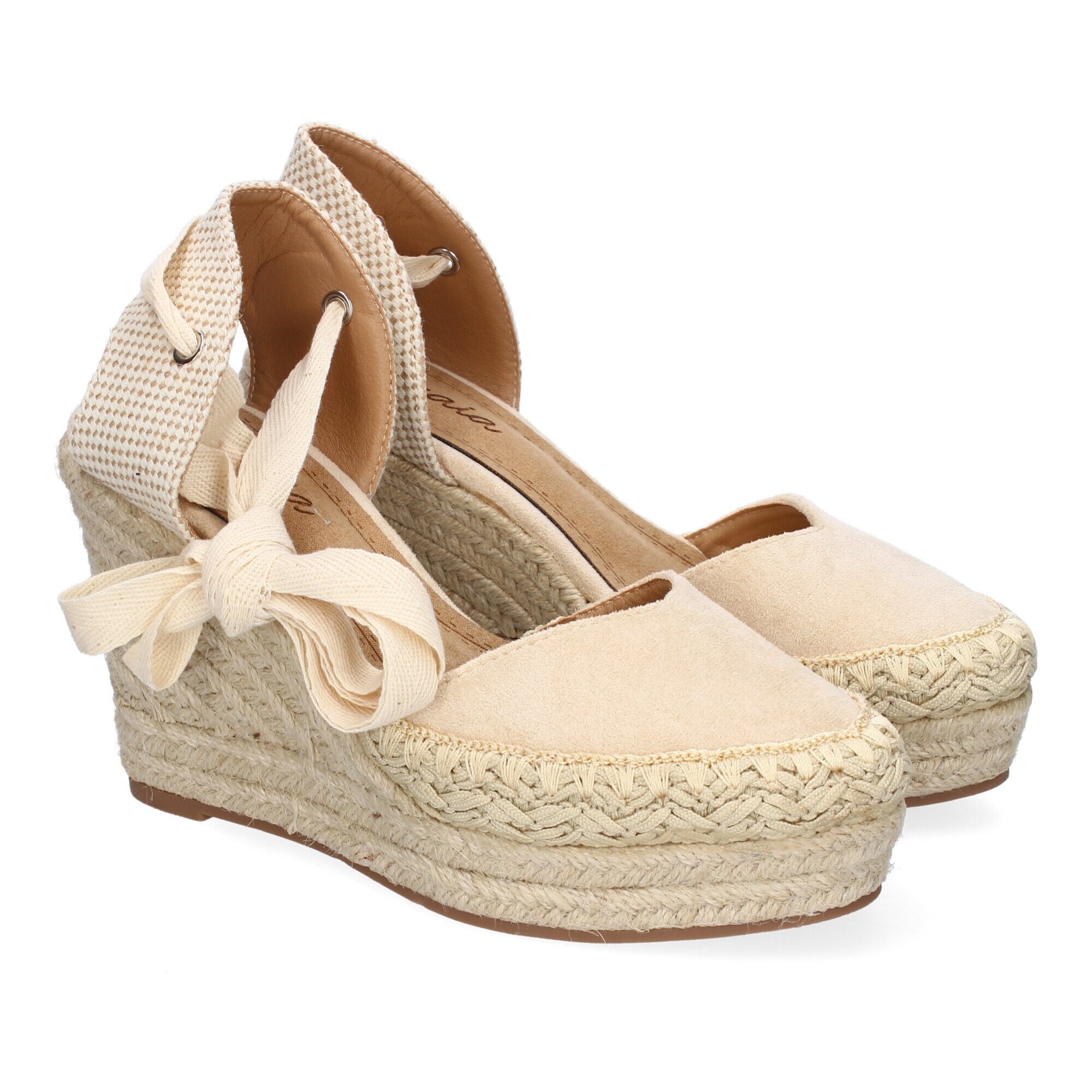 Sandalia de Mujer con Cuña de Yute, Comodas y Elegantes, Diseño Moderno con Cintas