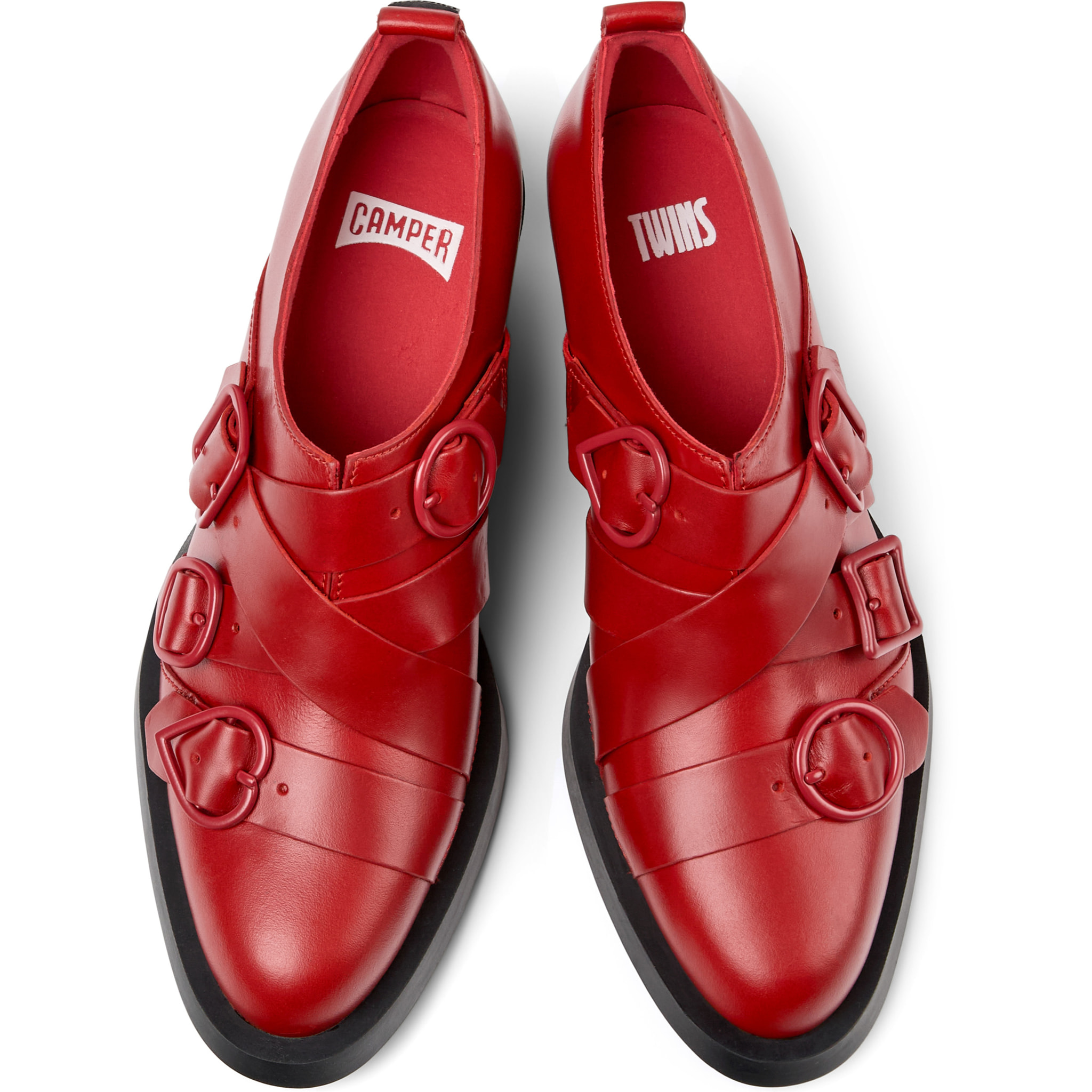 Zapatos de cordones - CAMPER Bonnie Twins - Rojo - Cuero liso
