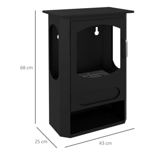 Cheminée bioéthanol design contemporain - range bûches - brûleur 1,2 L - contrôle de flamme et manche inclus - acier noir