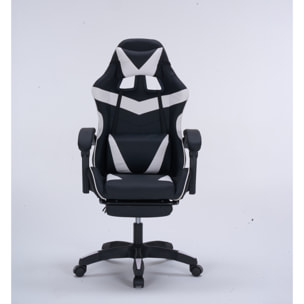 Chaise gaming de bureau ergonomique inclinable noir et blanc JOAO