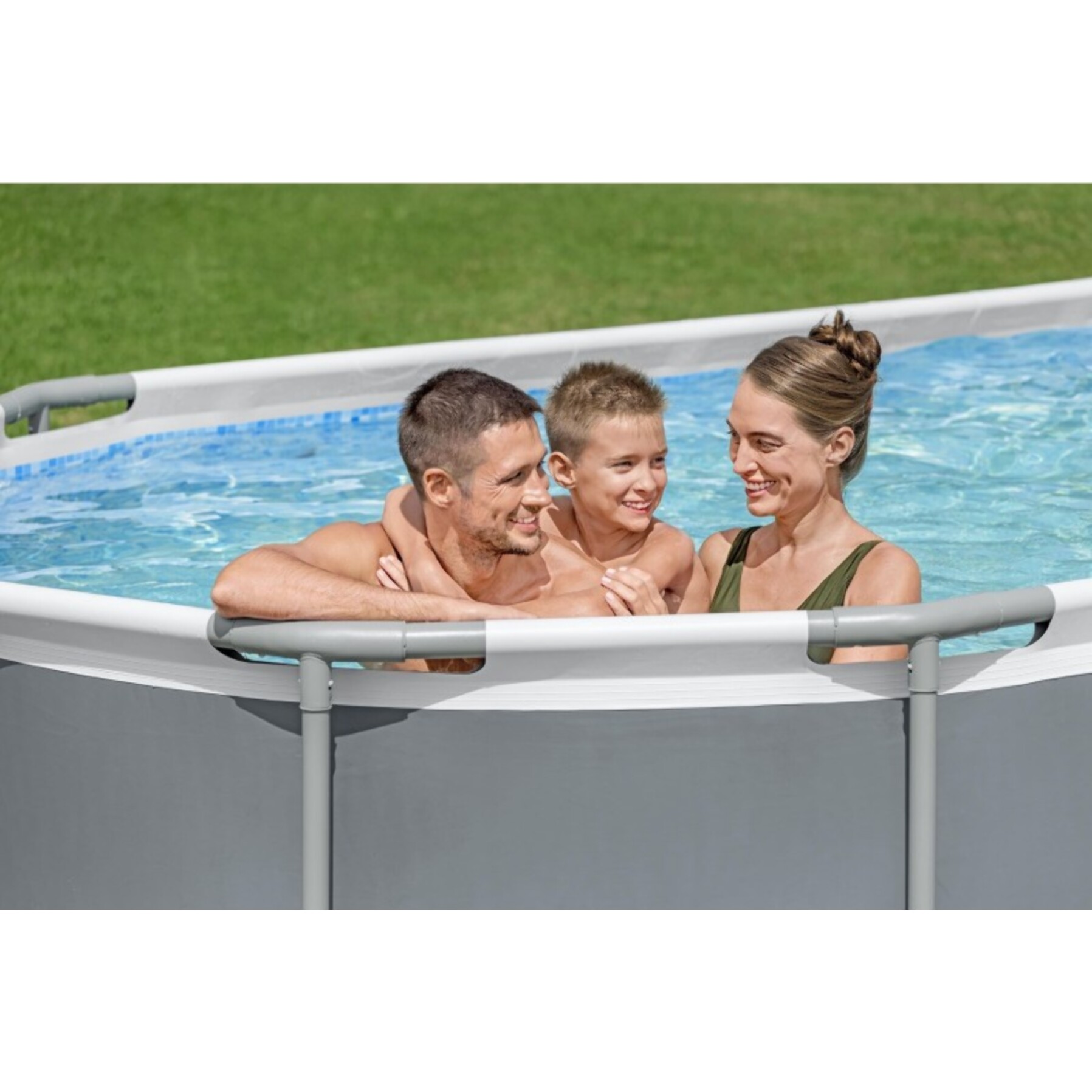 Bestway Piscine hors sol tubulaire ovale Bestway Power Steel 549 x 274 x 122 cm gris