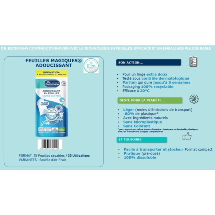 Adoucissant DR BECKMANN Souffle d'air frais x30