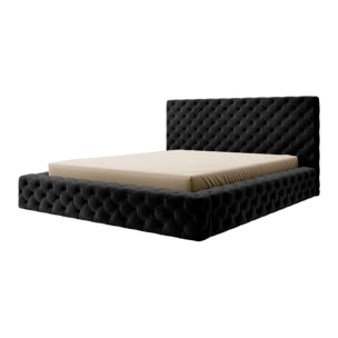 Christiana - lit coffre - 160x200 - sommier inclus - en velours - Noir