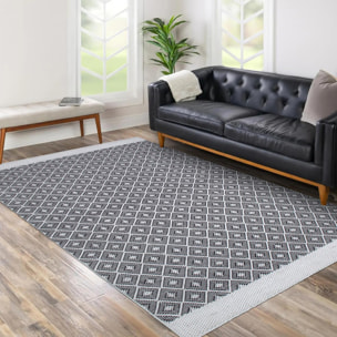 Tapis kilim fait main en PET motif géométrique