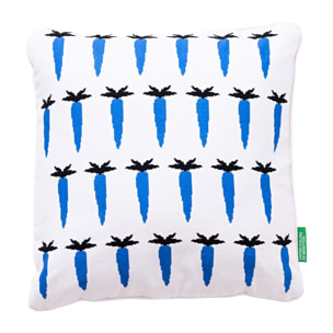 Cojin 40x40cm relleno 300gr poliester 100% algodon canvas 300gsm zanahoria azul benetton