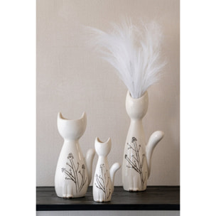 J-Line Vase chat - porcelaine - blanc/noir - small