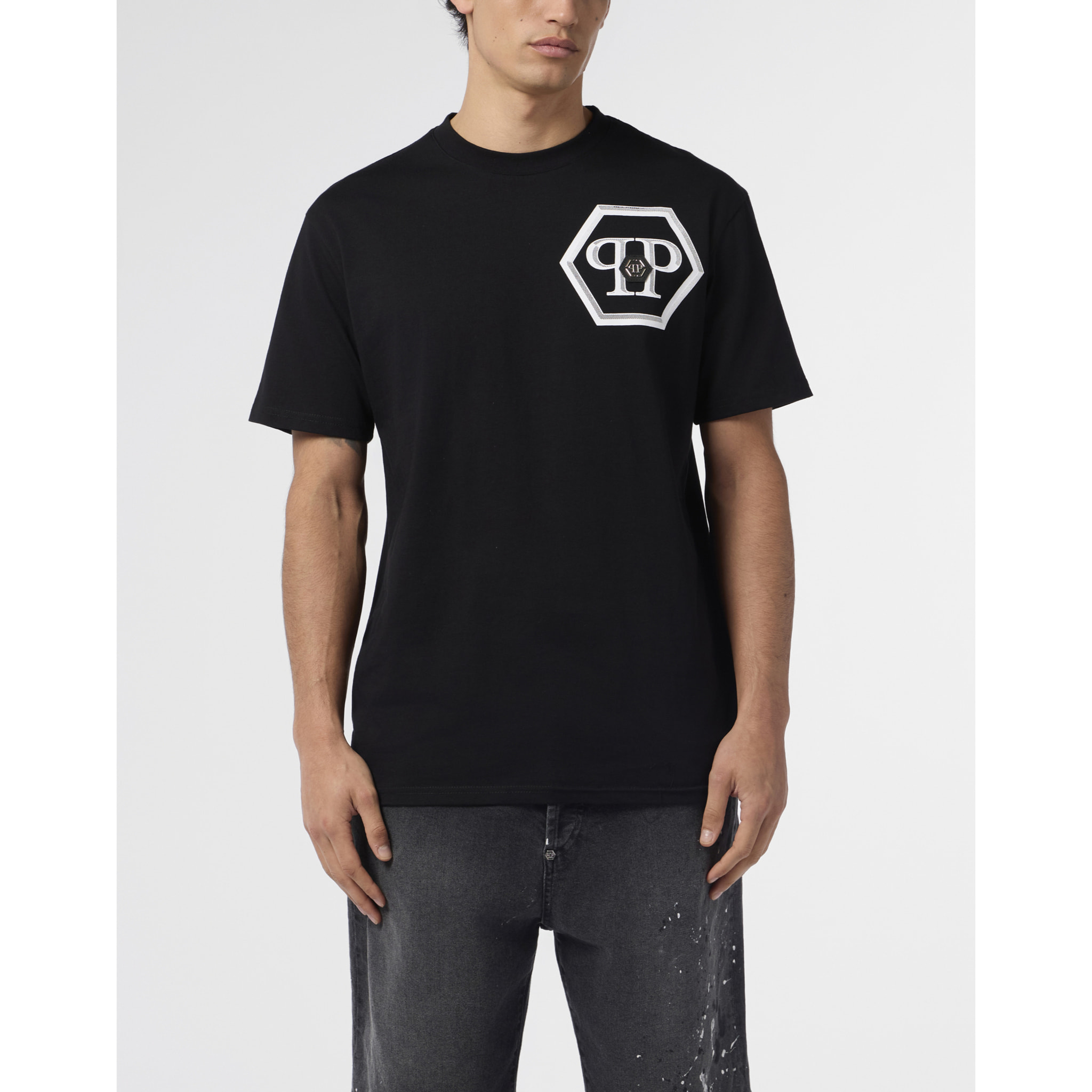 PHILIPP PLEIN Round Neck T-Shirt Stars Studs