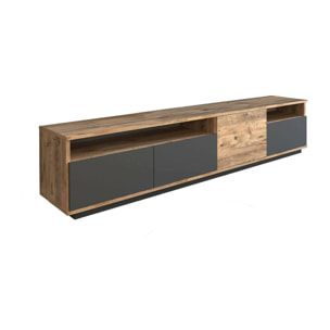 Mobile porta TV Dgiulian, Credenza da soggiorno, Armadio basso per TV, Base parete attrezzata, 180x45h45 cm, Quercia e Antracite