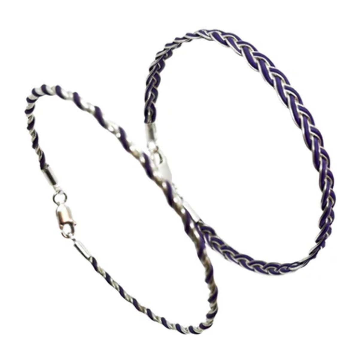 Conjunto de pulseras trenzadas plata 925 violeta