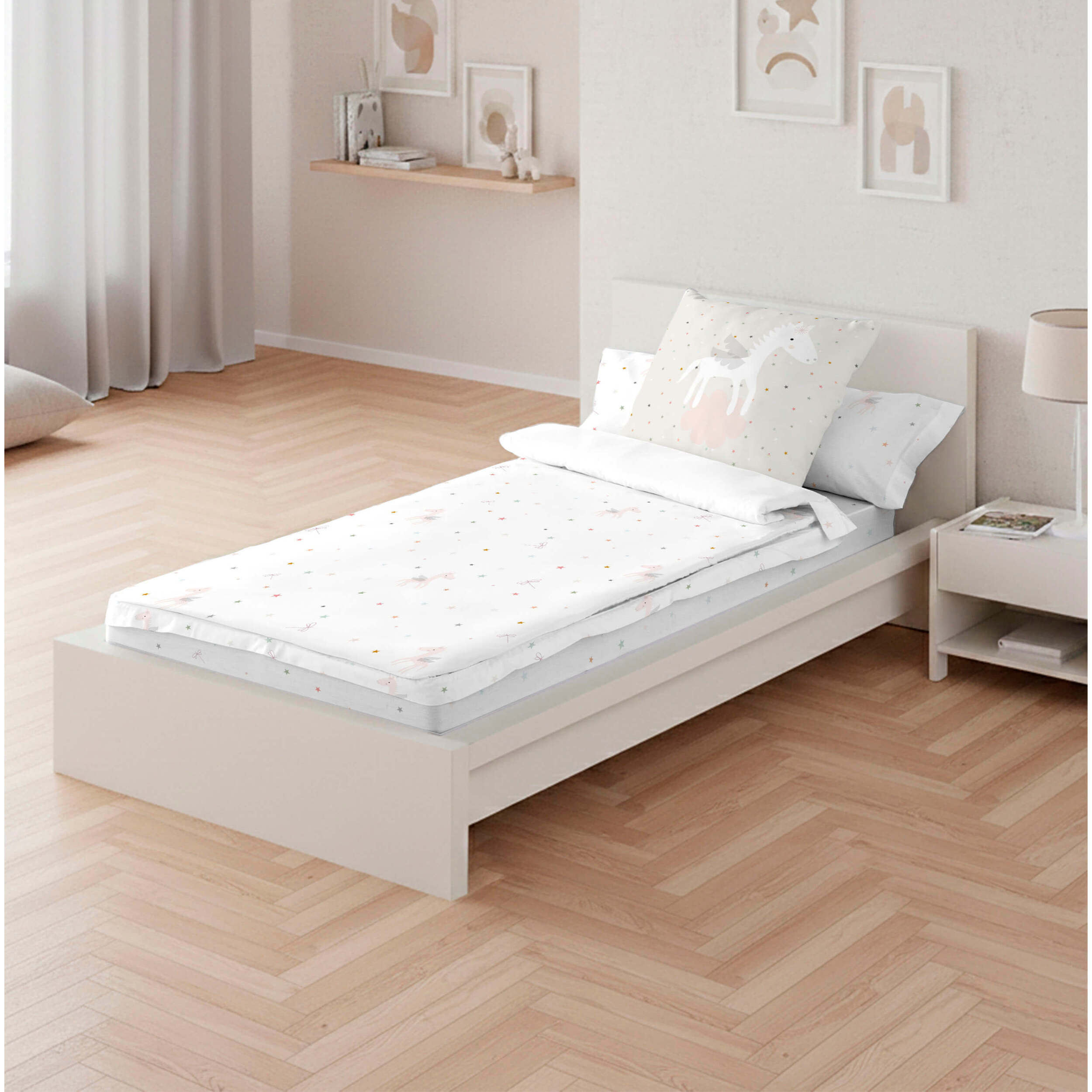 Saco Nórdico Estampado - Infantil - Con cremallera - Incluye 1 Funda de Almohada - 100% Algodón - Pegaso Mágico