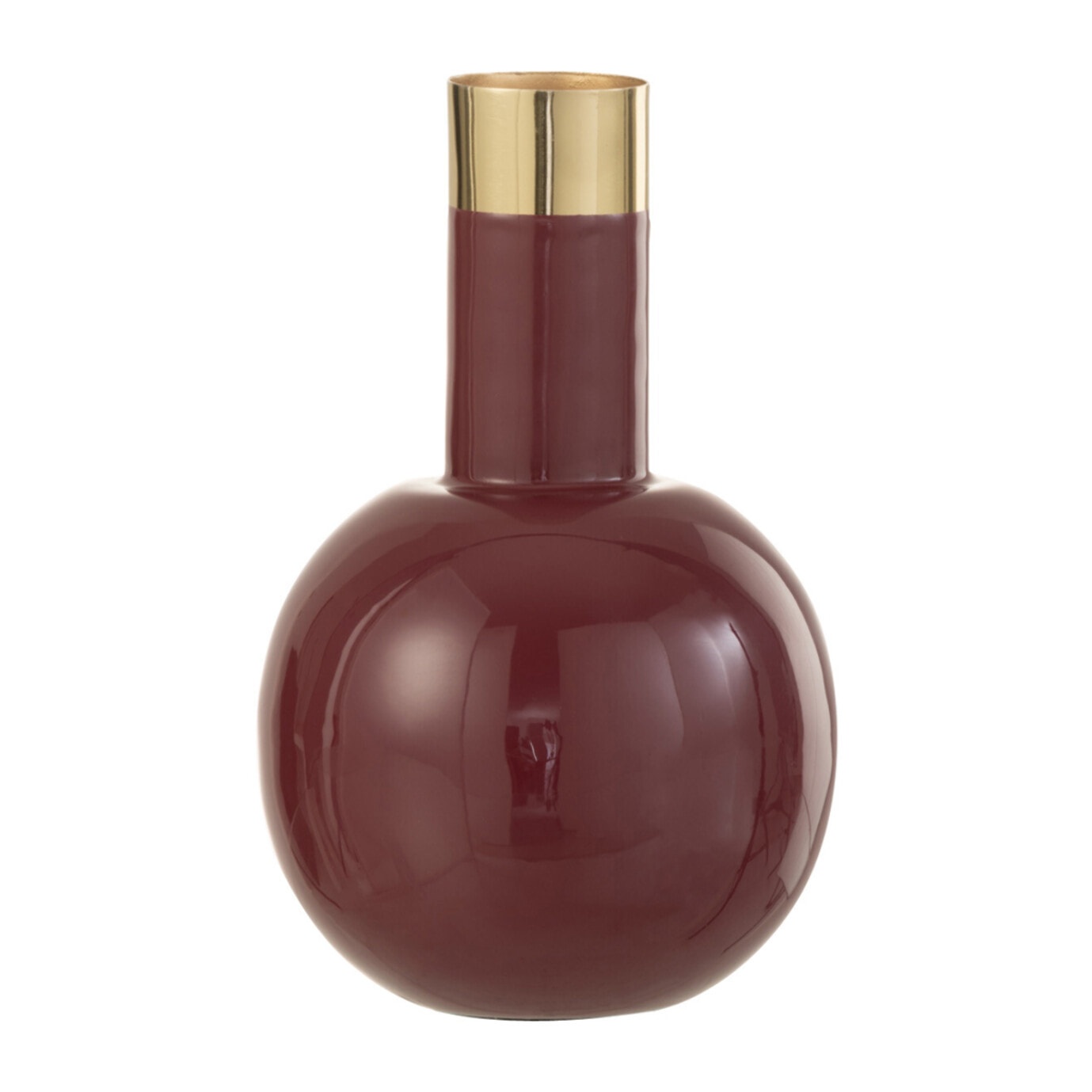 J-Line vase Bord Doré - métal - bordeaux - 17.5 cm de hauteur