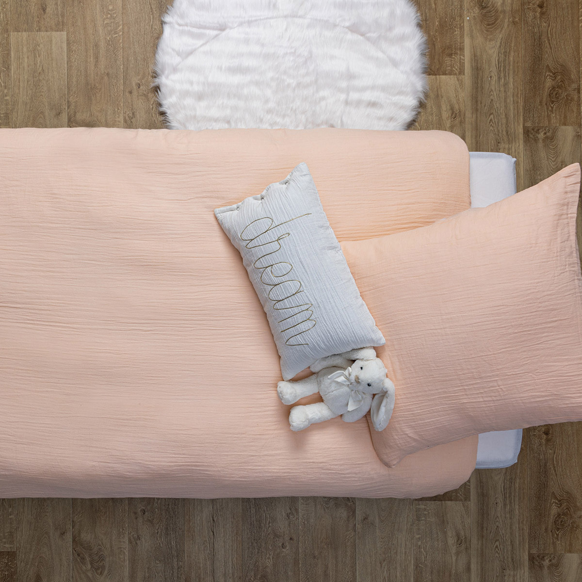 Parure de lit 140x200cm gaze de coton rose