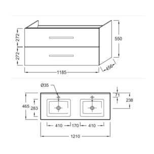Meuble double vasque 120 cm Ola UP Chene Colorado