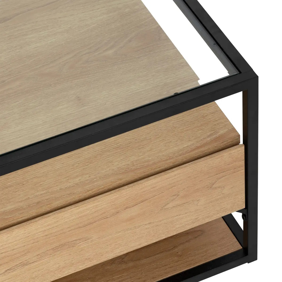 Table basse 2 tiroirs "Aldea" beige 120x60x40cm