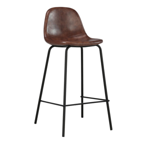 Lot de 2 chaises pour îlot central 65 cm en cuir synthétique marron - Henrik