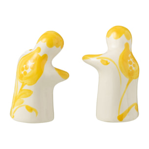 J-Line salière + poivrière Granada - céramique - blanc/jaune