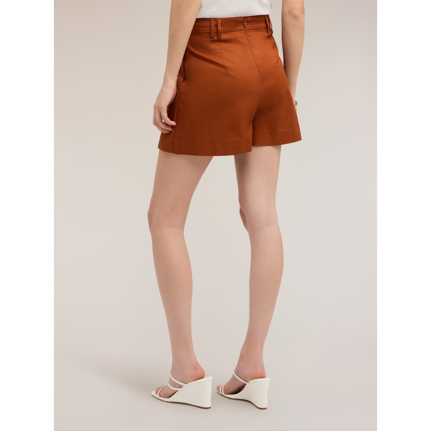 Motivi - Shorts de talle alto con pliegue de fuelle - Naranja sol