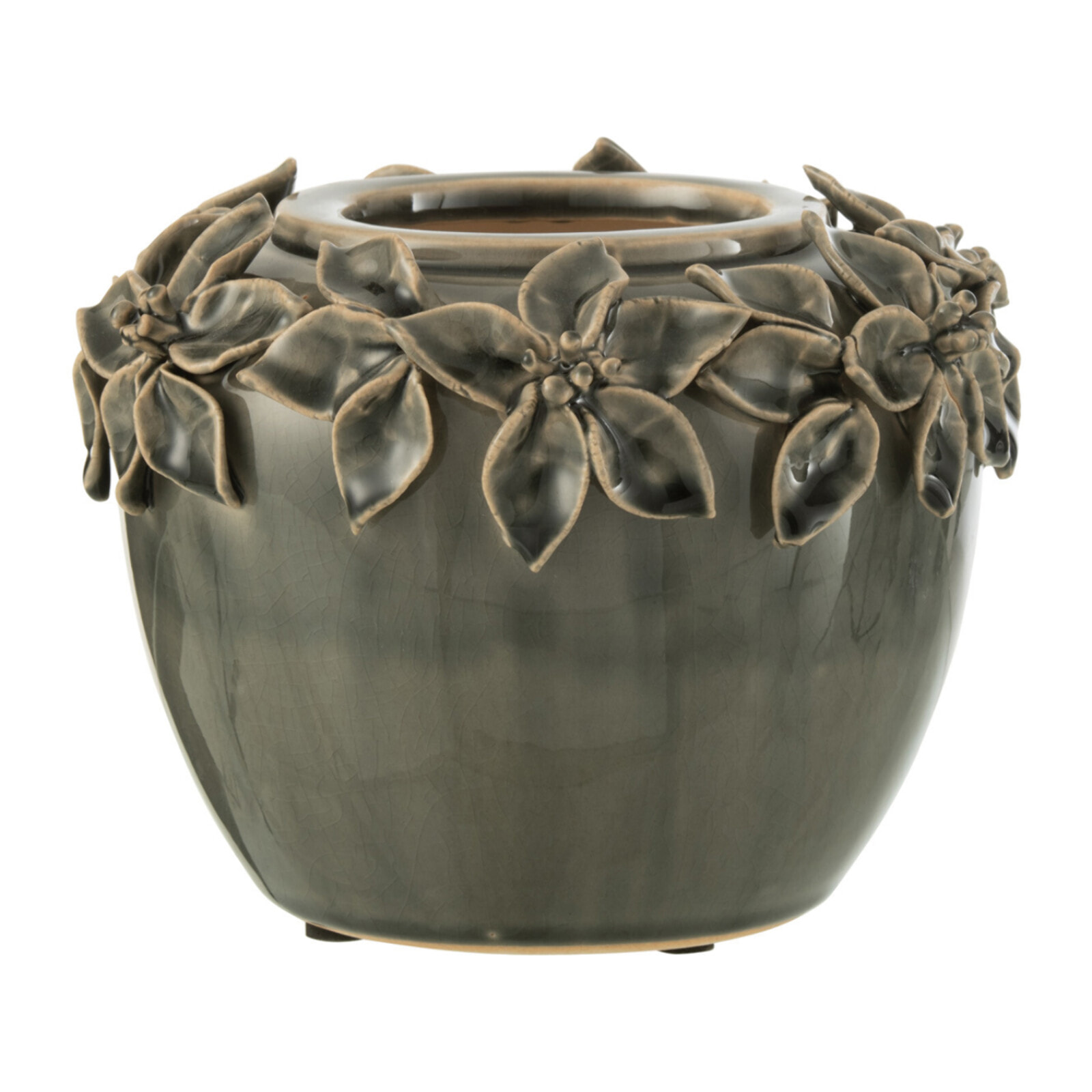 J-Line Pot De Fleurs Aline En Céramique Vert Small - Cache-Pot Élégant