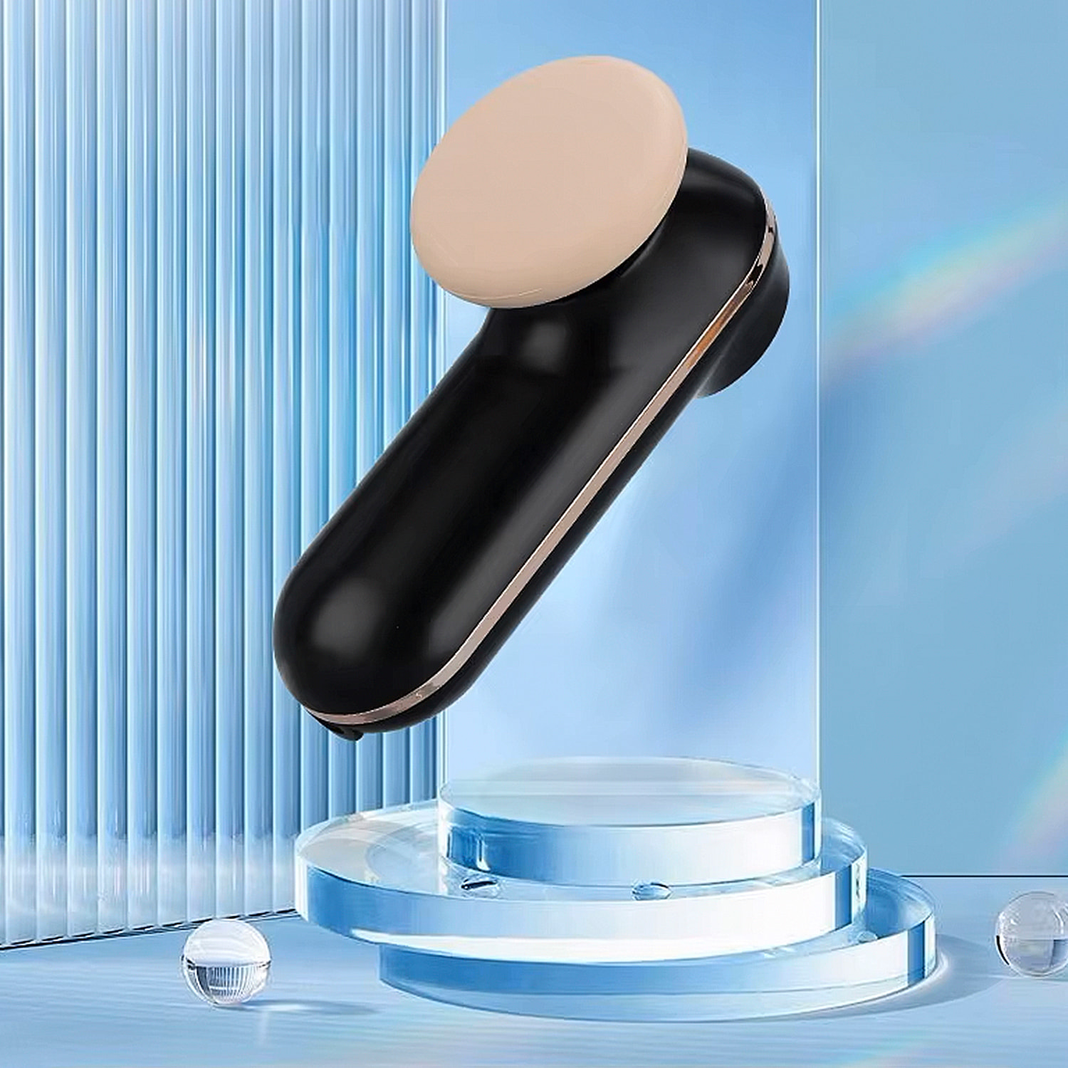 Masajeador electrónico, para el cuidado facial, ojos y cabeza. Con placa de calor de 3 niveles. 3 niveles de vibración.