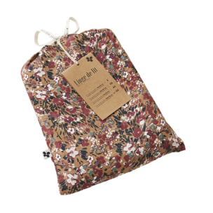 Housse de couette en gaze de coton camel avec motif fleuri - CAPUCINE