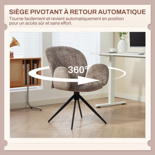 Chaise de bureau ergonomique pivotante à retour auto dossier enveloppant accoudoirs courbés tissu marron